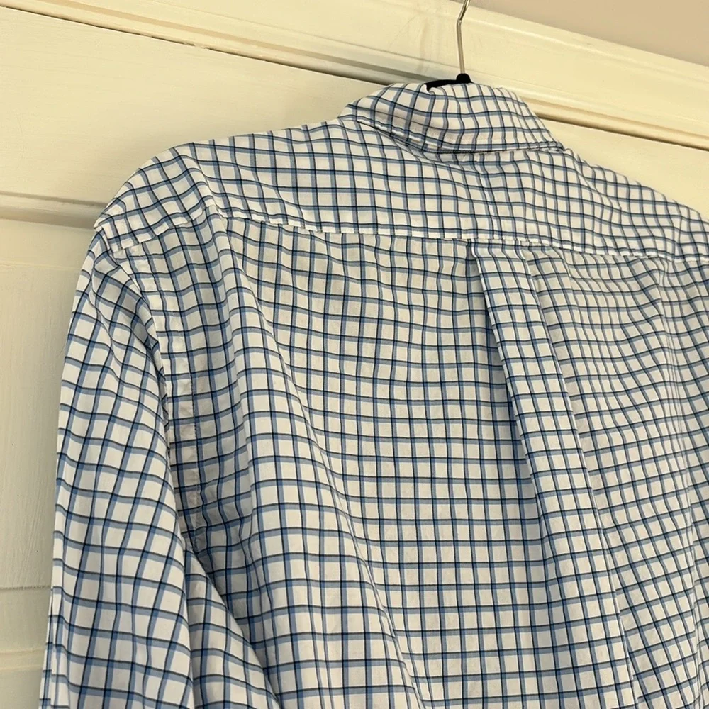 POLO RALPH LAUREN Mens Blue White Black Plaid Button Down Shirt Size Large Twill